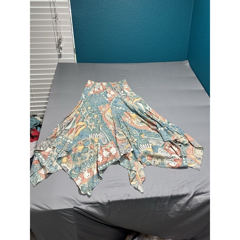 VTG Sea Suns Beach Theme Handkerchief Skirt S Lagenlook Coastal